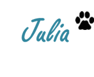 A logo for jaia kennels with a black paw print.