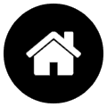 A black and white icon of a house.